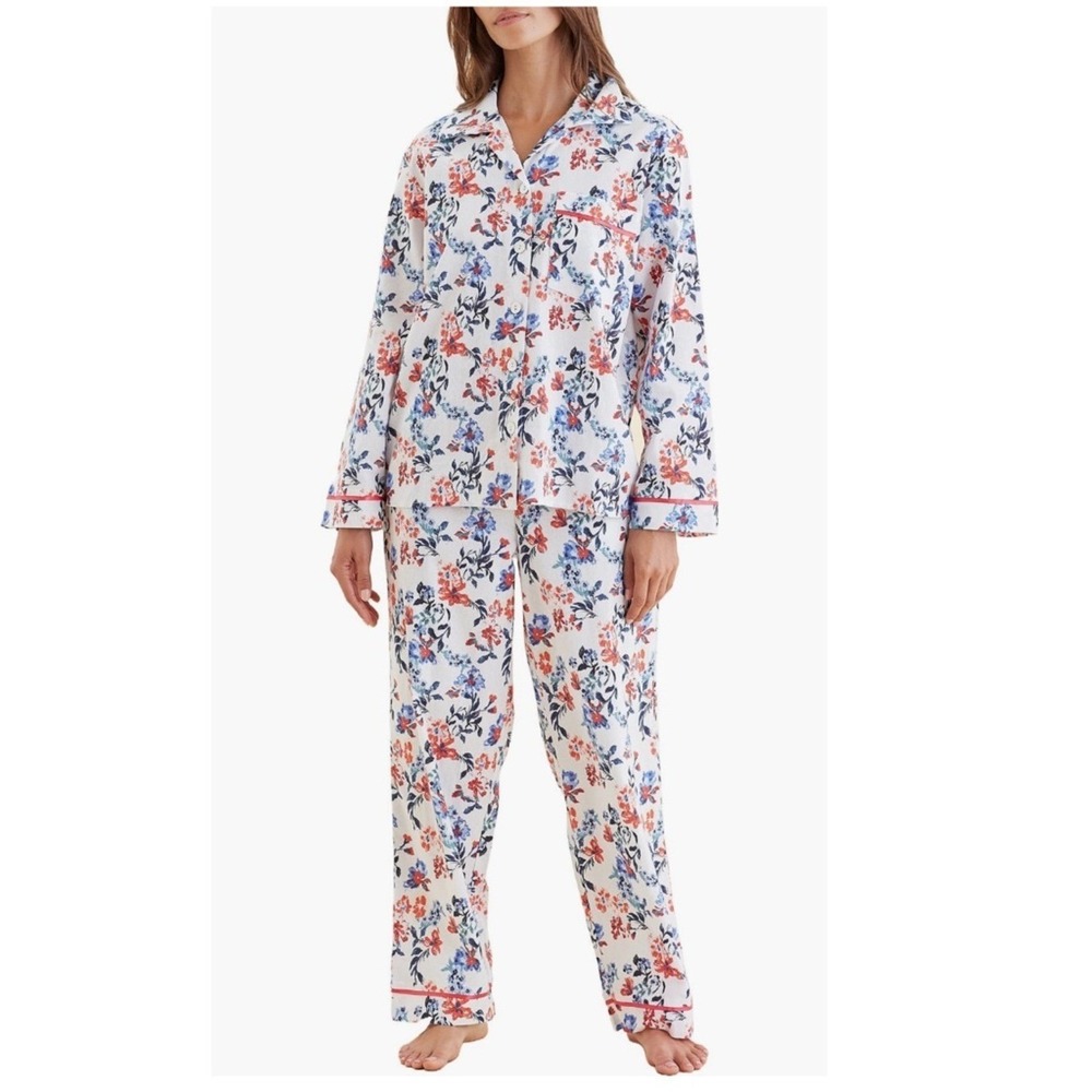 Papinelle Harper Cosy Print Organic Cotton Pajamas Set, Floral White, Small, NWT